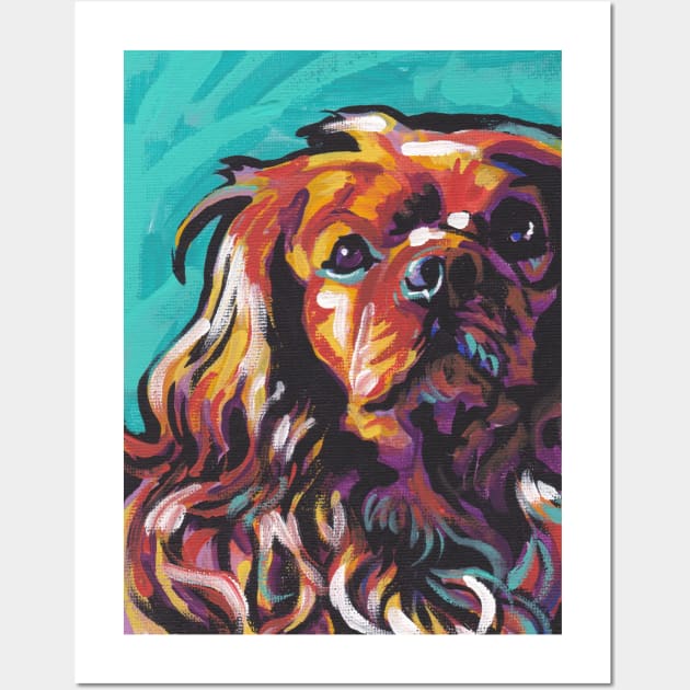 cavalier king charles spaniel Dog Bright colorful pop dog art Wall Art by bentnotbroken11